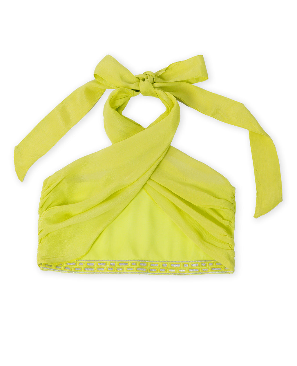 Aurianna High-Neck Halter Wrap Top