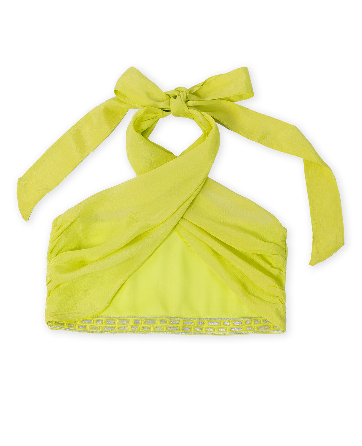 Aurianna High-Neck Halter Wrap Top