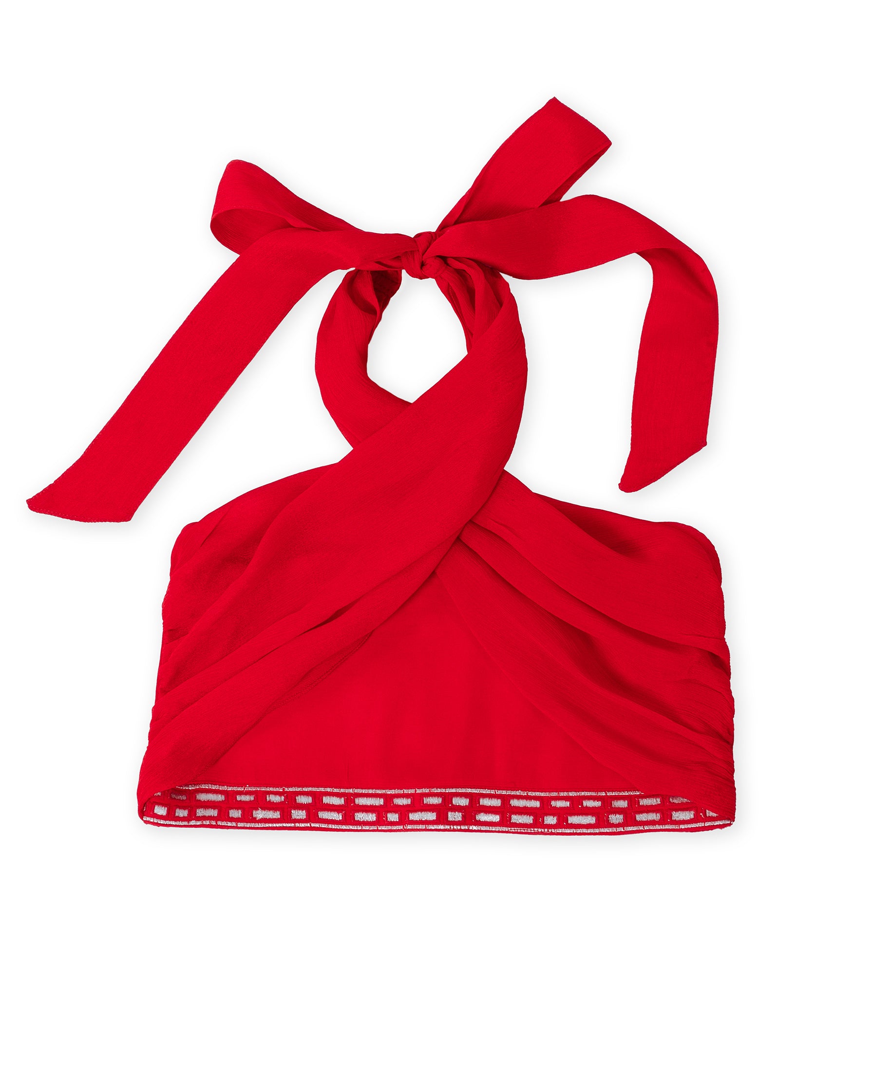 Aurianna High-Neck Halter Wrap Top