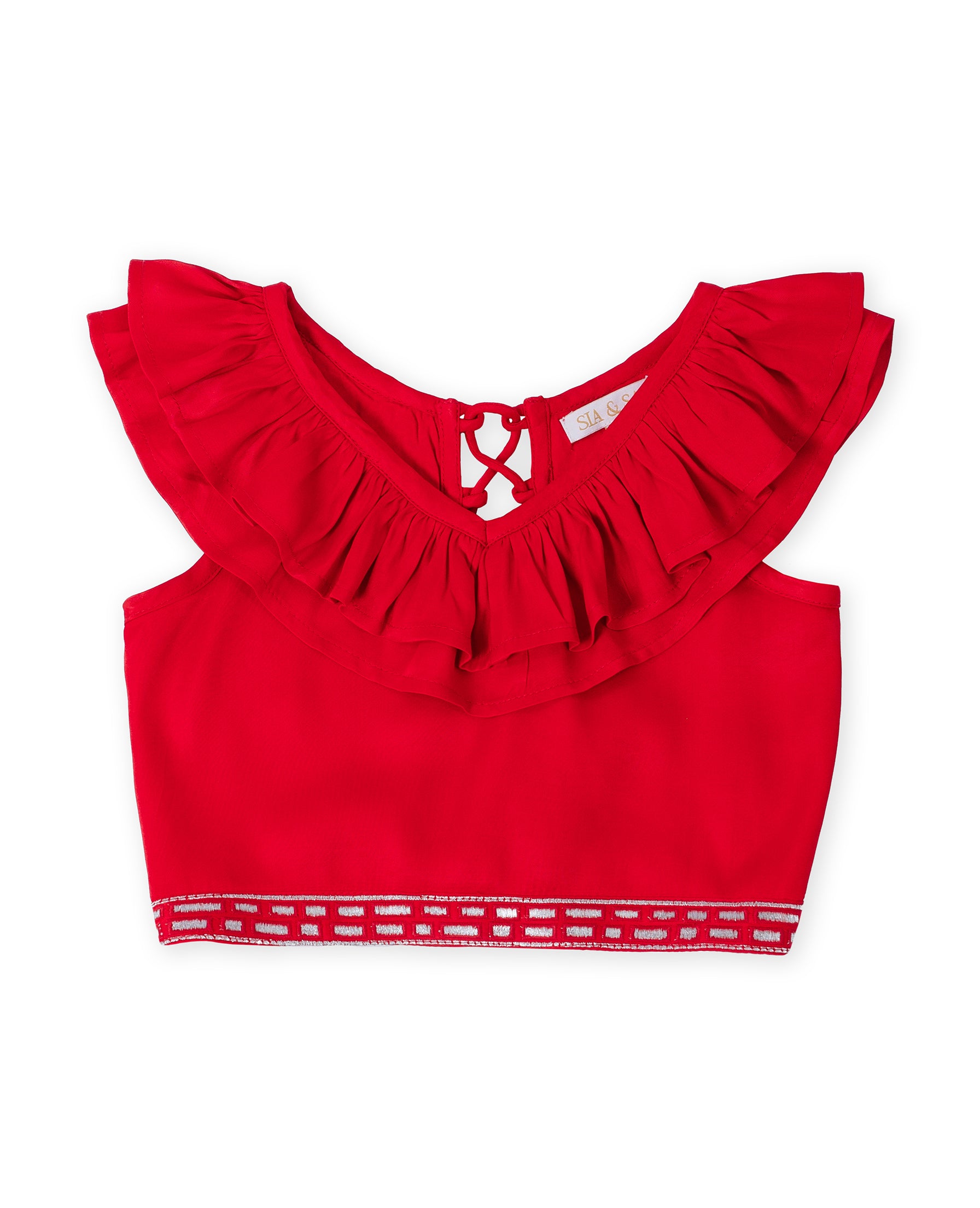 Sia Frilled V-Neck Tie Back Top